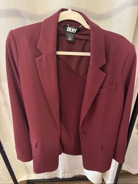 DKNY Wine-Red Tailored Blazer